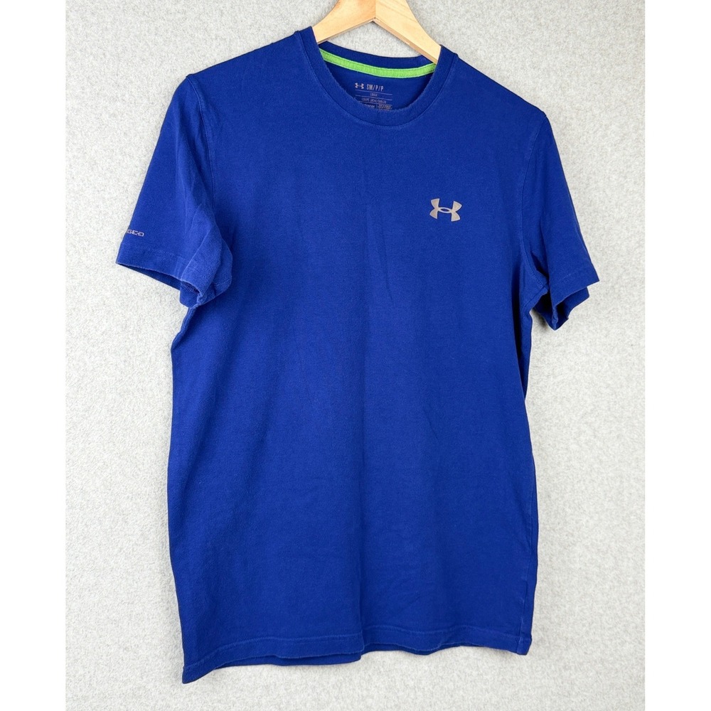 Under Armour Mens HeatGear Charged Cotton T-Shirt Royal Blue Loose Fit Small SM